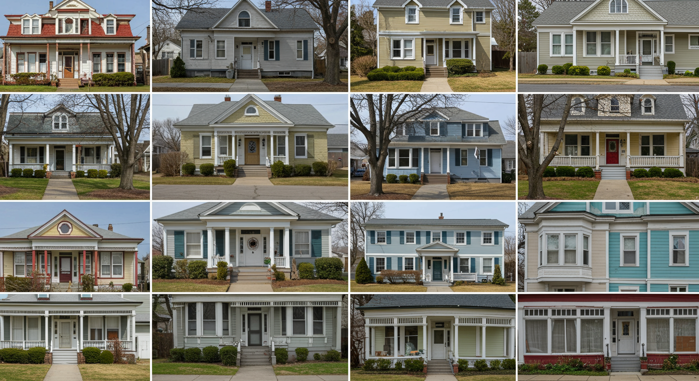 A collage of before-and-after images of various residential and commercial projects completed by a painting company, showcasing diverse styles and colors.