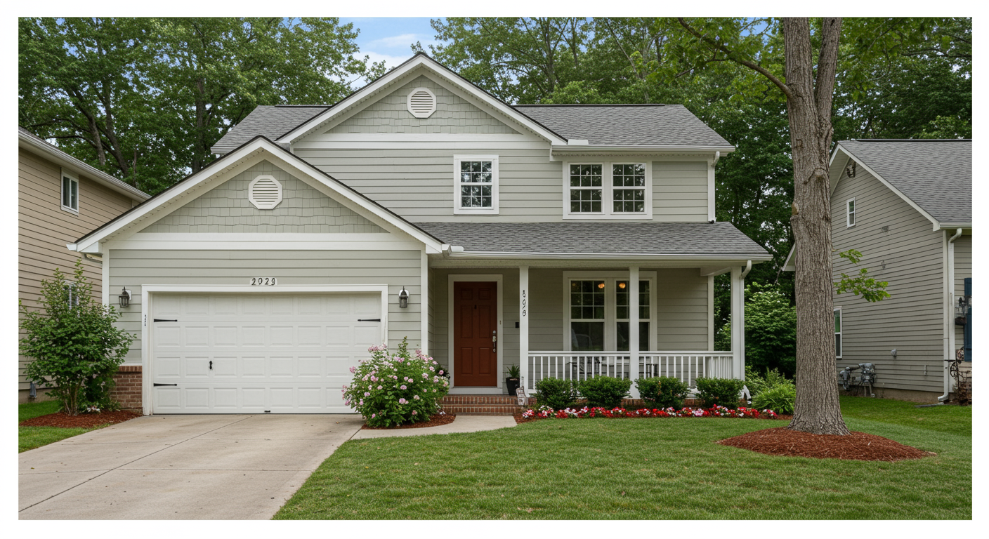 A beautifully painted home with well-maintained landscaping, showcasing the enhanced curb appeal.