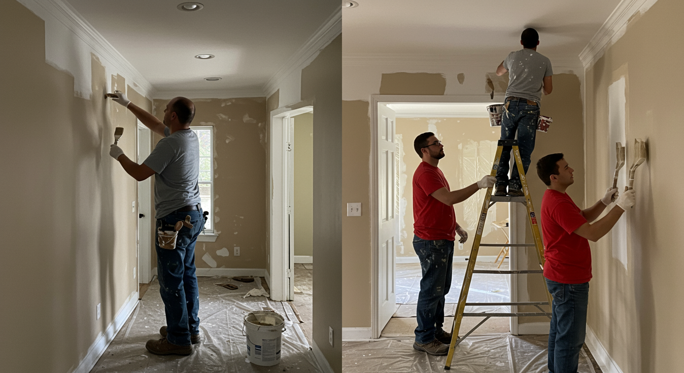 A team of professional painters working on both interior and exterior projects in Kannapolis, NC.