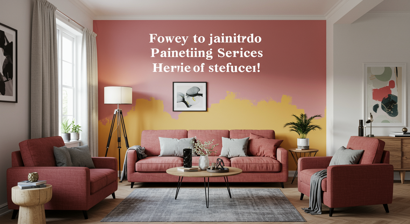 A beautifully painted living room with bright, inviting colors and modern decor, showcasing the interior painting services.